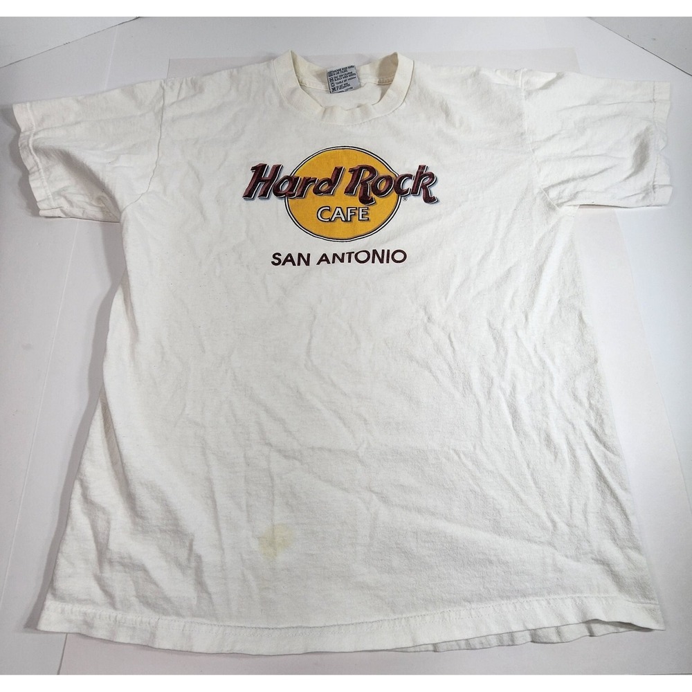 Hard Rock Cafe San Antonio Shirt Size Medium White Made in USA Vintage